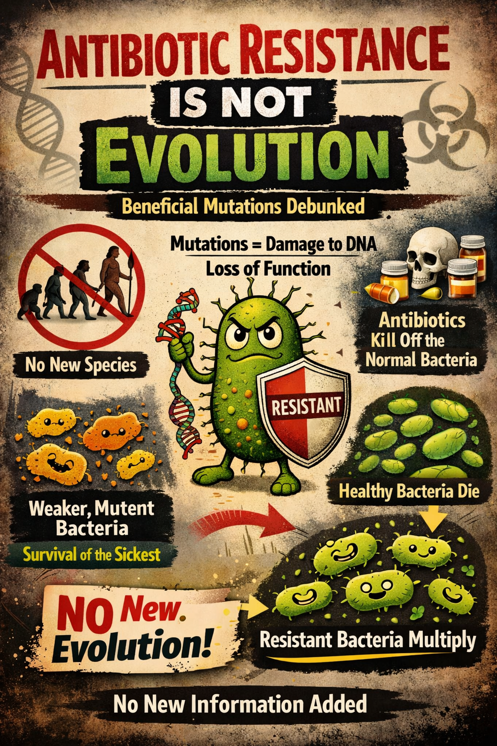 Antibiotic Resistance Is Not Evolution – Beneficial Mutations Debunked
